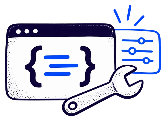 A code window being fine-tuned with a spanner and sliders